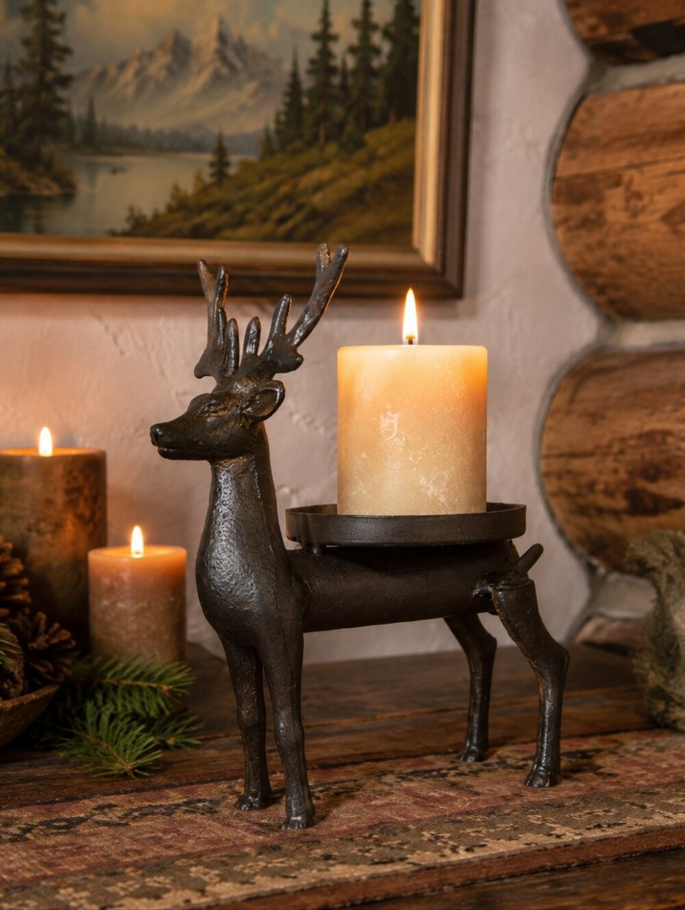 Belle Cose 143648 Midwest Deer Candle Holder Lodge Home Decor Cabincore